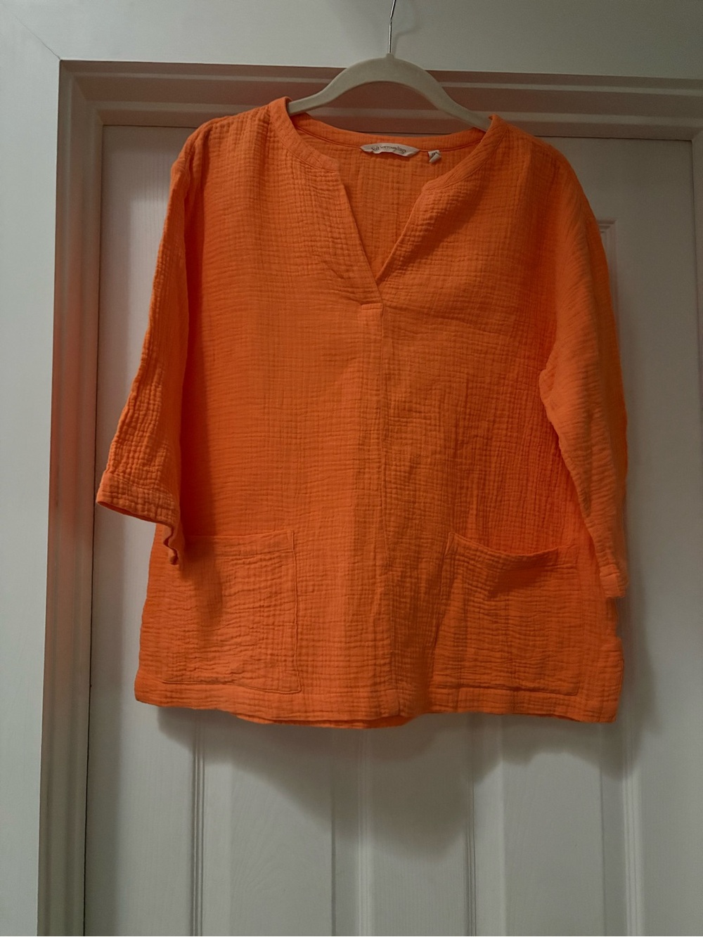 Soft Surroundings Orange Gauze Split-Neck Tunic